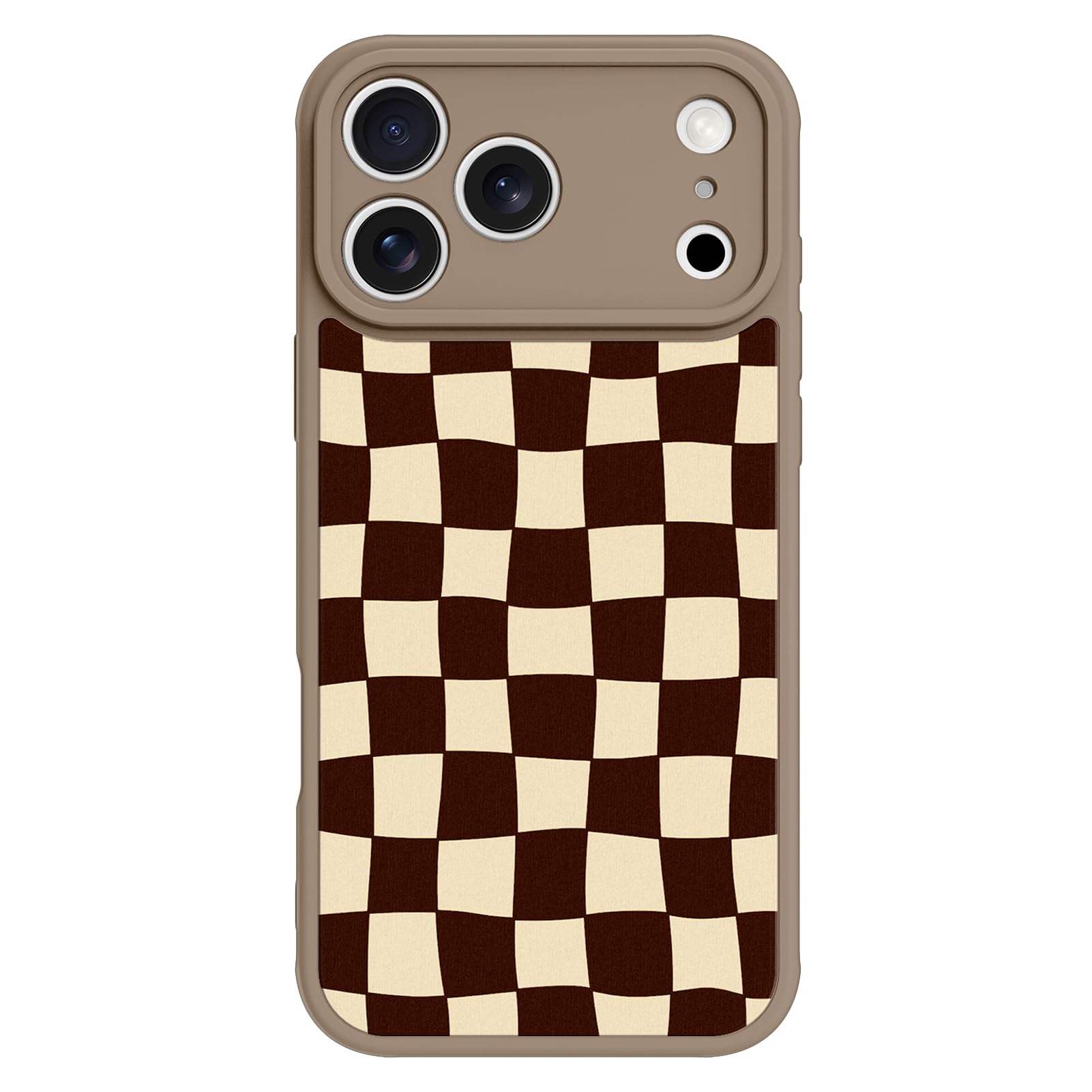 Jefonha Magnetic for iPhone 17 Pro Max Case Cute Checkered Checkerboard Phone Case for Women Men Compatible with MagSafe, Matte Shockproof Protective Cover for iPhone 17 Pro Max 6.9", Brown Checkered