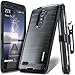 COVRWARE [Iron Tank] case Compatible with ZTE ZMAX PRO/ZTE Carry, with Built-in [Screen Protector] Full-Body Rugged Holster Armor Case [Brushed Metal Texture Design][Belt Clip][Kickstand], Black