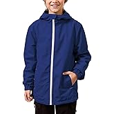 Wyeysyt Boys Rain Jackets Waterproof Hooded Fleece Raincoats Lightweight Windbreakers Jackets for Kids