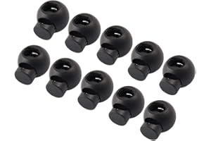 10 Pcs Black Reusable Plastic Spring Stop Toggle Round Head Cord Locks Shoelace Replacement Cord Locks