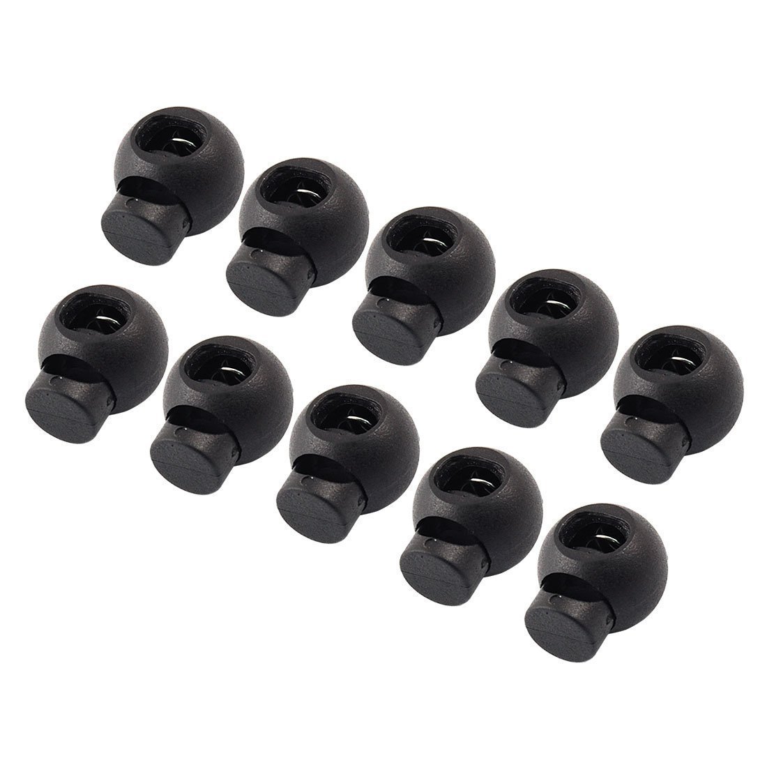 AKORD Spring Loaded Round Toggle Stopper Cord Locks End, Plastic, Black, 10-Piece, HO-19