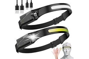 Avlxt LED Headlamp, 2 Pack Rechargeable Flashlight for Adults, 230 Wide Beam Headlight, Motion Sensor Head Lamp, Adjustable Headband Outdoor Waterproof Head Light for Running, Camping, Hiking