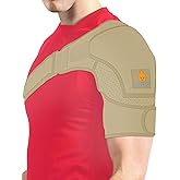Sparthos Shoulder Brace - Support Sleeve for Torn Rotator Cuff, AC Joint Pain Relief - Arm Immobilizer Wrap, Ice Pack Pocket, Stability Strap, Dislocated Sholder - for Men and Women - Beige UNI