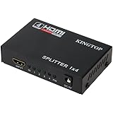 KINGTOP Splitter HDMI 1 Entr&eacute;e 4 Sorties 3D Full HD 1080P 1X4 Distributeur Compatible avec Nitenon Switch, Noir