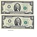 U.S. Treasury Two Dollar Bills 1976 (2 Notes) - Rare Bicentennial 1976 $2 Bills in Collectible Currency Holder (Varying Condition)