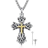 Celtic Cross Ashes Necklace 925 Sterling Silver Cross Urn Necklaces for Ashes Celtic Knot Urn Ash Pendants Memorial Keepsake Cremation Jewelry for Women Men