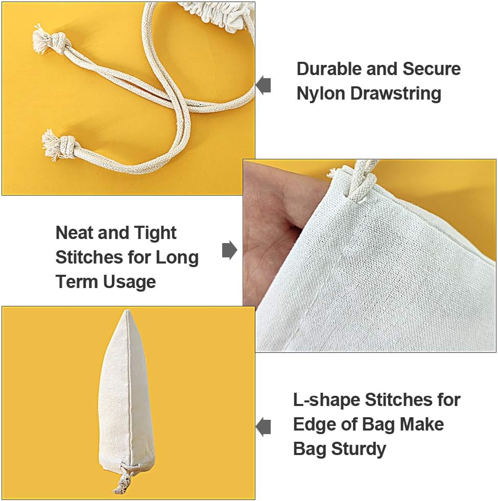 SumDirect 20Pcs Cotton Muslin Bags,White Mini lightweight Gift Bags Breathable Pouches with Drawstring Reusable Packing Storage Bags for Wedding Party - Image 4
