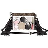 MOETYANG Clear Western Purse with Leather Fringe Trim, Brown Tassel Design, Transparent