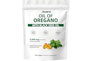 MOMETER Nutrivora Oil of Oregano with Black Seed Oil, 2 in 1 6000mg Oregano Oil Capsules Organic,Pure & Natural Supplement, Non-GMO, Gluten Free(300 Softgel)