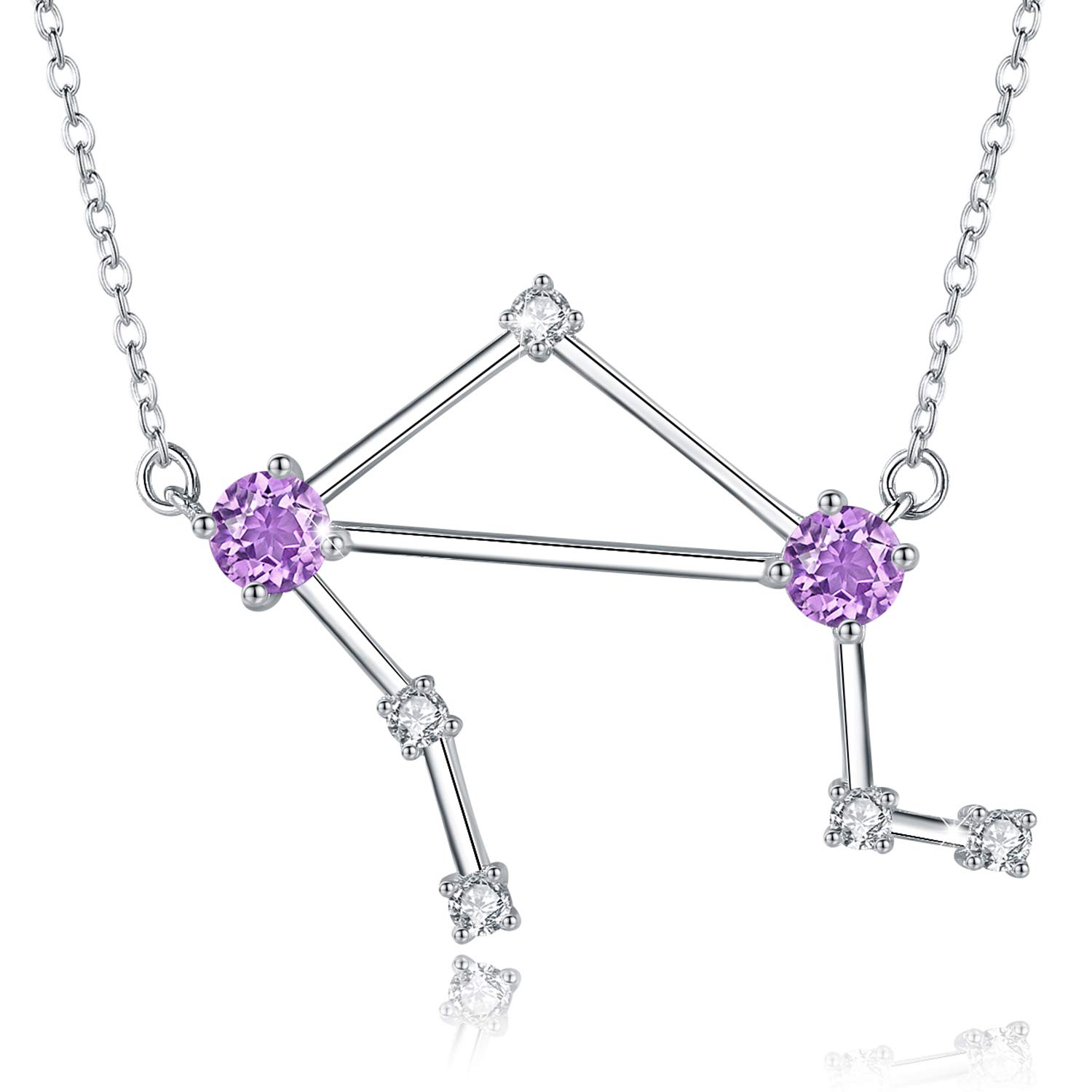 BLOVIN 925 Sterling Silver 12 Zodiac Constellation Libra Pendant Necklace Astrology Jewelry Birthday Gifts for Women Mom Daughter Wife Family