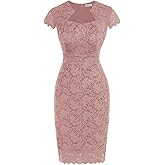 GRACE KARIN Cocktail Dress Cap Sleeve Wedding Guest Business Casual Dresses for Women 2025 Puce Pink L