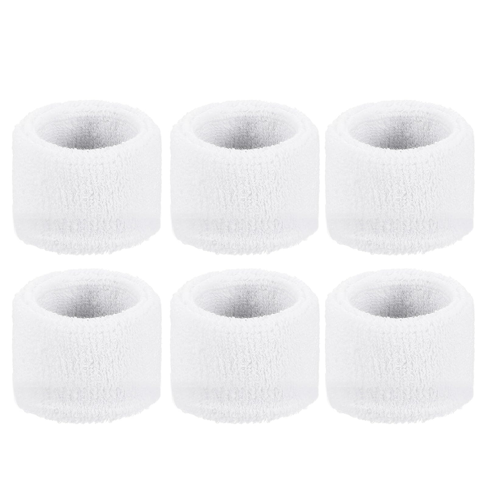 M METERXITY 6 Pack Wrist Brace - Elastic Air-Permeable Cotton Terry Cloth Sweatband, Apply to Tennis/Basketball/Running (8x5cm, White)
