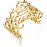 NEPULOY Wide Chunky Gold Cuff Bracelets for Women - Open Cuff Bangles Adjustable Wrist Bracelets, Statement Jewelry Gifts for Women