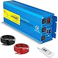 LVYUAN 3000 Watt Pure Sine Wave Inverter 12V to 110V DC to AC with 3 AC Sockets, LED Display, Wireless Remote Control, Car Power Inverter for Vehicles Home RV Camping Truck Solar System