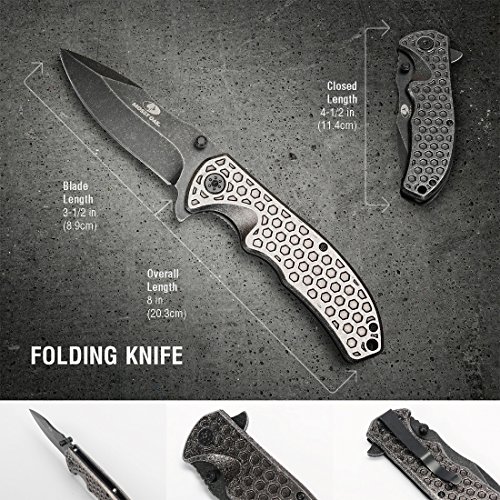 MOSSY OAK Emergency Survival Kit in Waterproof and Airproof Protective Case, with Multitool, Pocket Folding Knife, LED Tactical Flashlight, Survival Pen and 550 Paracord Bracelet