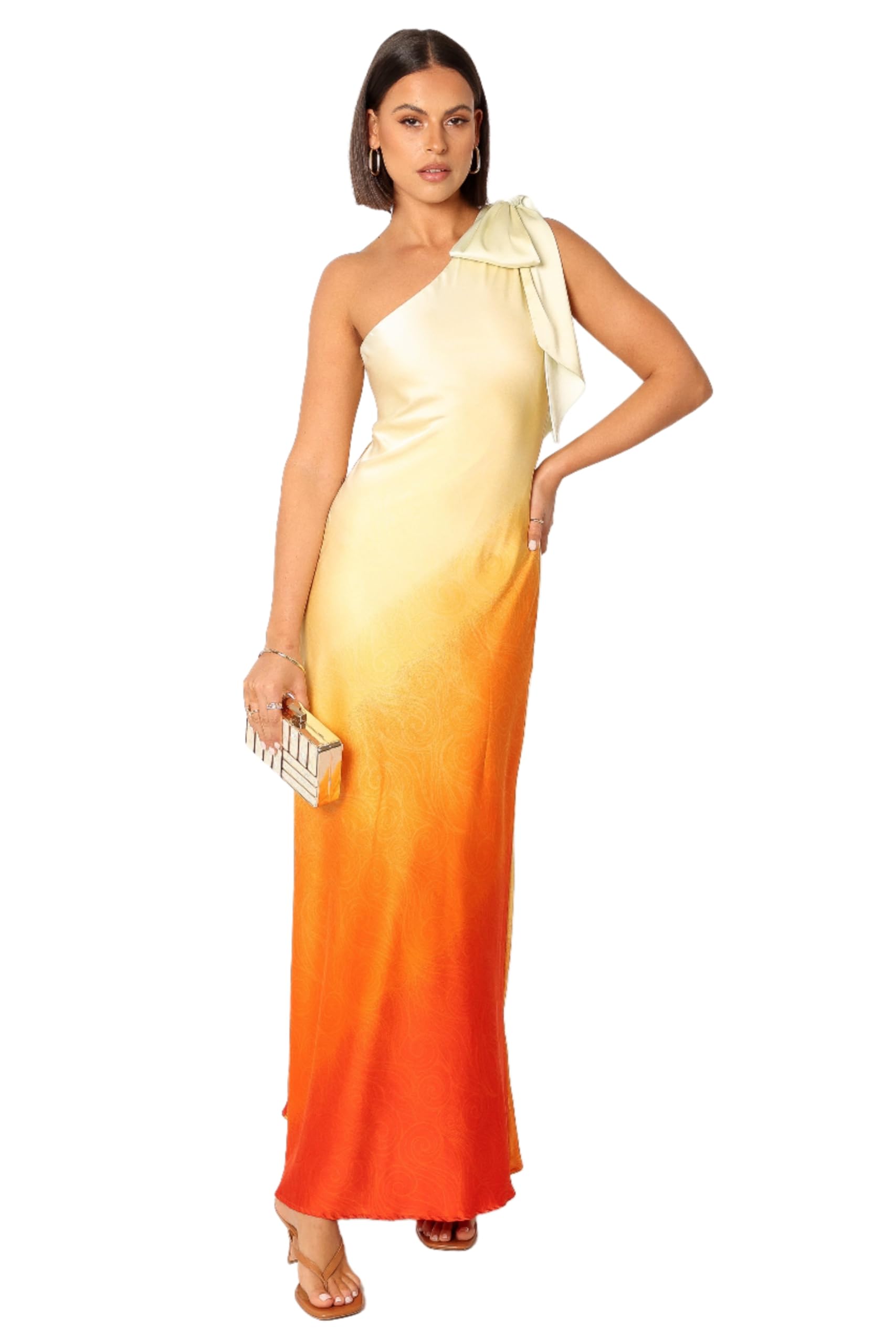 Photo 1 of Petal & Pup Glow One Shoulder Midi Dress - Sunset L