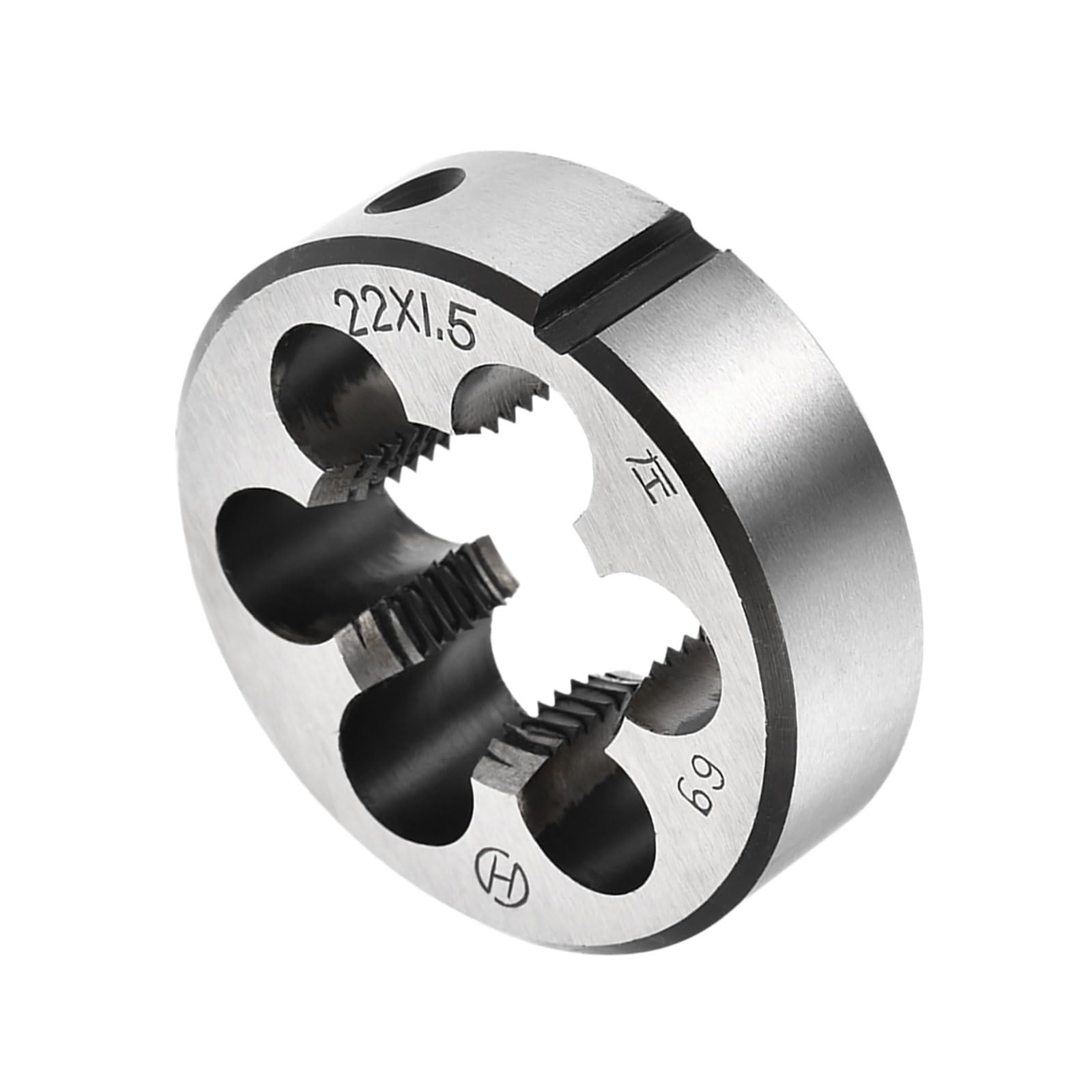 CoCud Round Thread Repair Die, M22x1.5 Die 45mm OD, Alloy Tool Steel Left Hand Cylindrical Pipe Threading Tool with 6 Chip Holes - (Applications: for Threading Repairing) — image 1