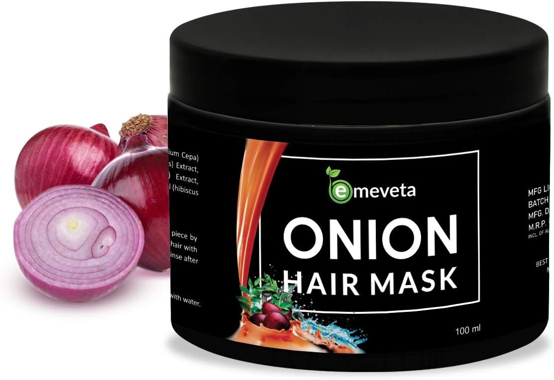 EMEVETA Onion Hair Mask with Onion Extract, Vitamin-E, Green Tea Extract & Herbal Extracts 100ml