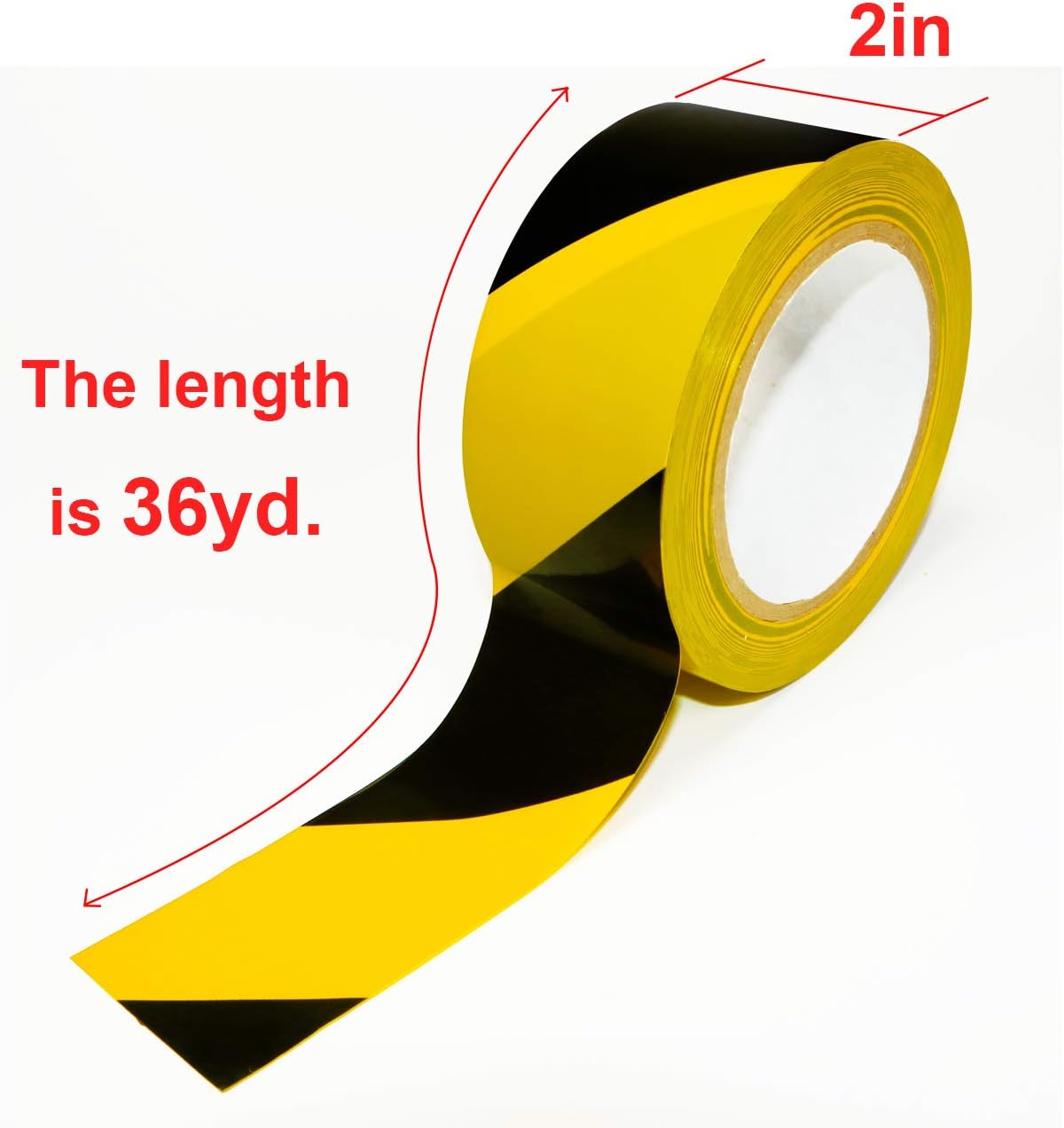 BLIGO Hazard Warning Safety Stripe Tape, 2 Inch x 36 Yards, Black and Yellow, High-Visibility, Marking Floors, Walls, Steps, Caution Dangerous Zones, 2 Rolls: Home Improvement