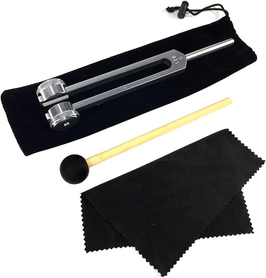Angmart 128 Cps Tuning Fork Weight Aluminum Clinical Grade Nerve/Sensory with Silicone Hammer and Cleaning Cloth