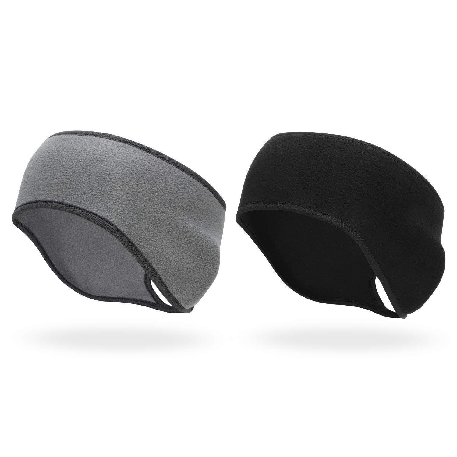 Oumers Fleece Ponytail Headband(2pcs), Ear Warmer Polar Fleece Ear Muff Hair Band for Men and Women Winter Running Yoga Skiing Outside Sport — image 1