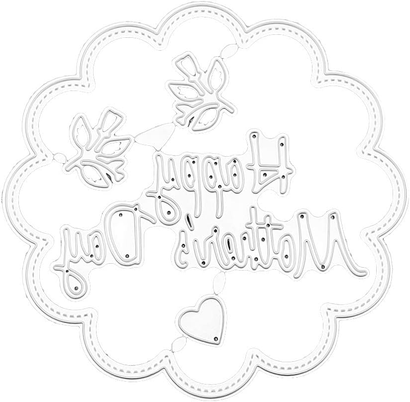 HANMAX Carbon Steel Happy Mother's Day Flower Cutting Die Embossing Stencil Template Mold DIY Paper Art Scrapbook Bookmark Card Decor