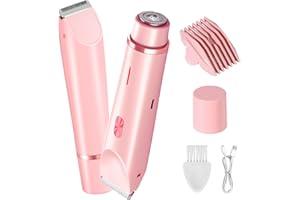 AMAZDIP Dermawave Bikini Shaver Trimmer 2.0 for Women Pubic Hair, 2 in 1 Dual Head Painless Electric Razor for Bikini Line Area, Waterproof