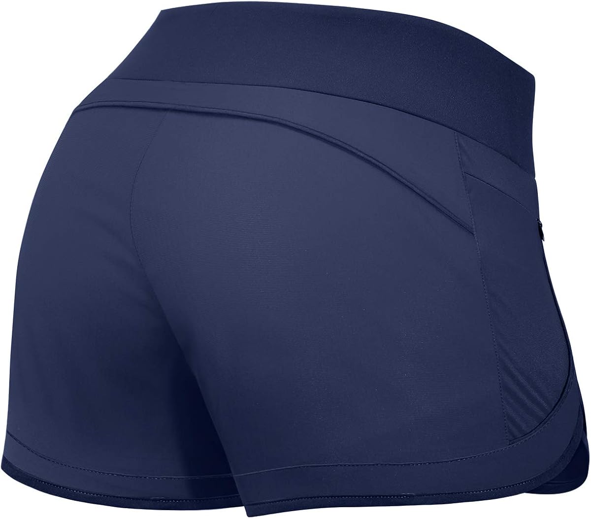 Fulbelle Womens Banded Waist Running Fitness Workout Shorts Invisible Zipper Pockets: Clothing