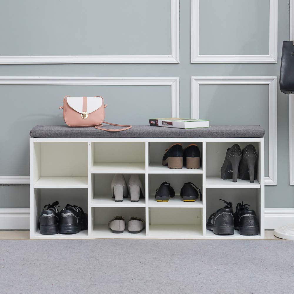 Tukailai Shoe Bench Storage Cabinet Rack Hallway Cupboard Organizer With Seat Cushion Shoe Cabinet Bench Shelf Storage Unit With Padded Seat Entryway Hallway Storage Benches