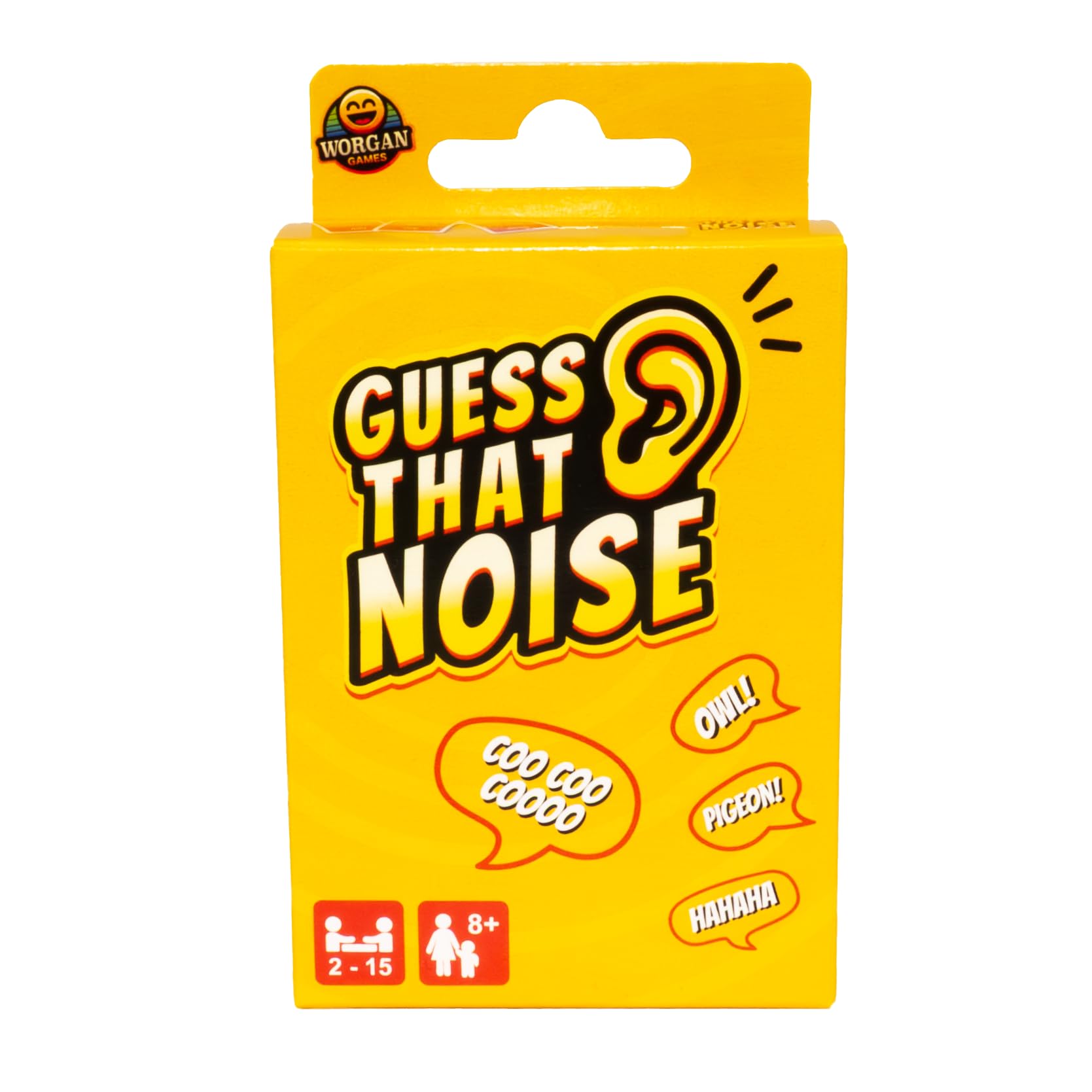 Worgan Games Guess That Noise: Funny Sound Impressions Party Game for Family & Friends - Travel Size - 2-15 Players - Ages 8+