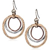 CWVHQ 3 Circle Boho Earrings for Women Sunrise Tri color Dangle Earrings