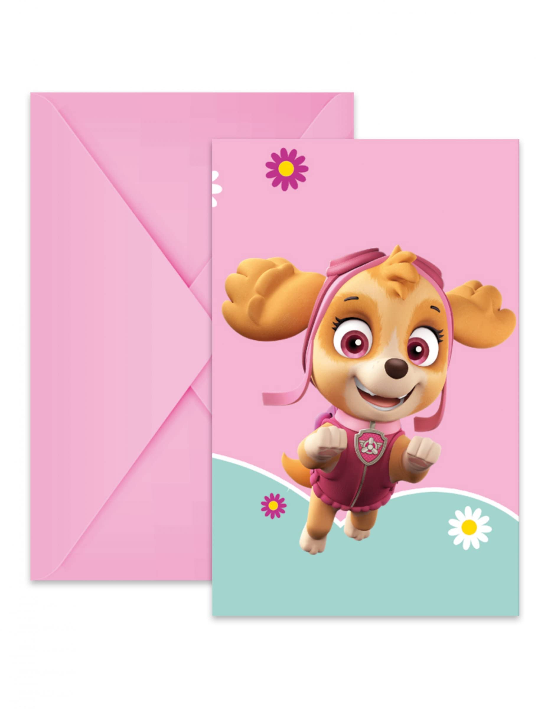 Procos - Invitations with Paw Patrol Skye & Everest Envelope in FSC Paper, 6 Pieces, PR94107