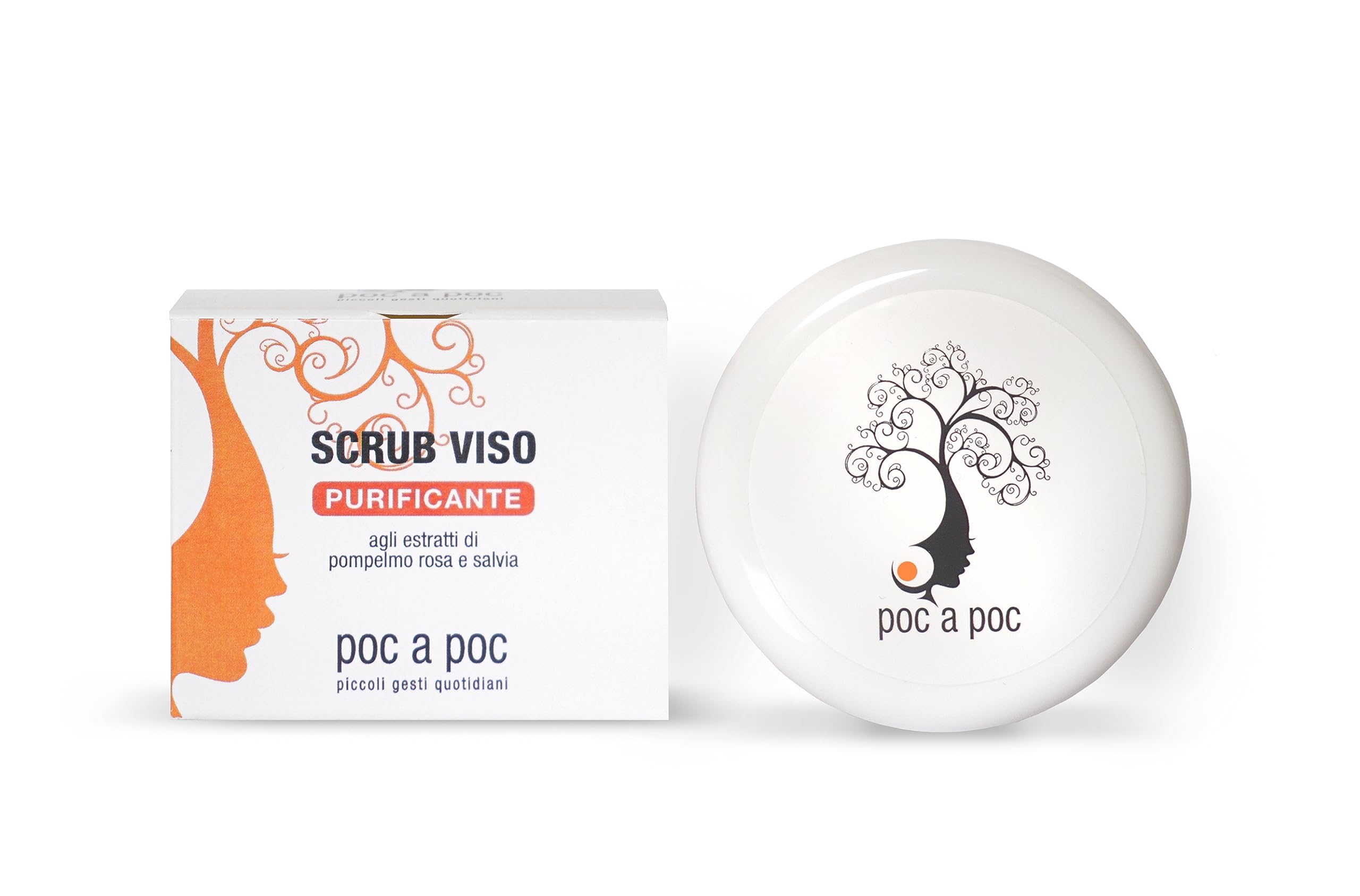 POC A POC - Purifying face scrub with extracts of pink grapefruit and sage, hazelnuts and almonds finely chopped to obtain the scrub and purifying effect. Format 100ml