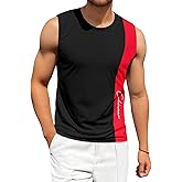 FoWear Tank Tops Men Color Block Round Neck Sleeveless Muscle Shirts for Men