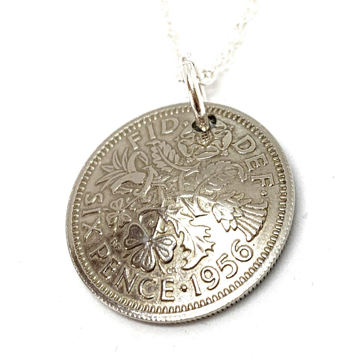 OCC Old Coin Cufflinks Domed Pendant 1956 Lucky sixpence 70th Birthday plus a Sterling Silver 18in Chain