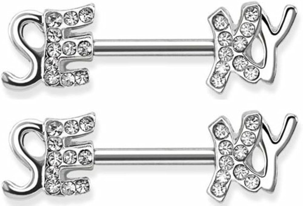 Nipple Rings Barbell Ring 316L Surgical Steel ''Sexy