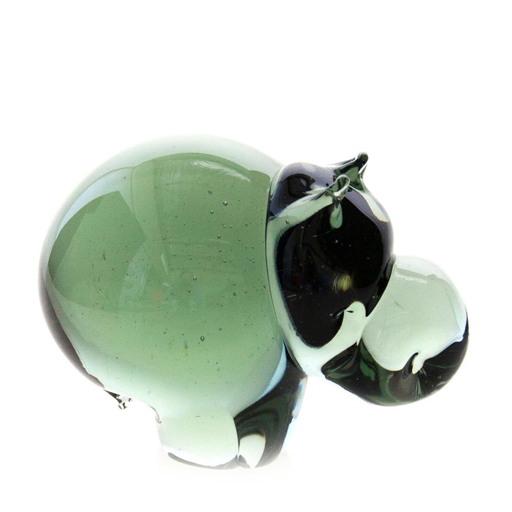 Hand Made Recycled Glass Hippo Sculpture O3-B