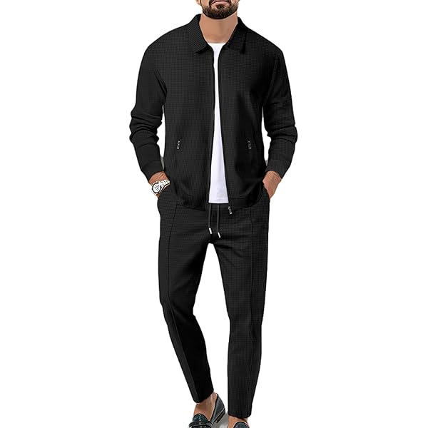 XYLAWAVE Athleisure 2-Piece Suede Set,Mens 2 Pieces Loose Casual