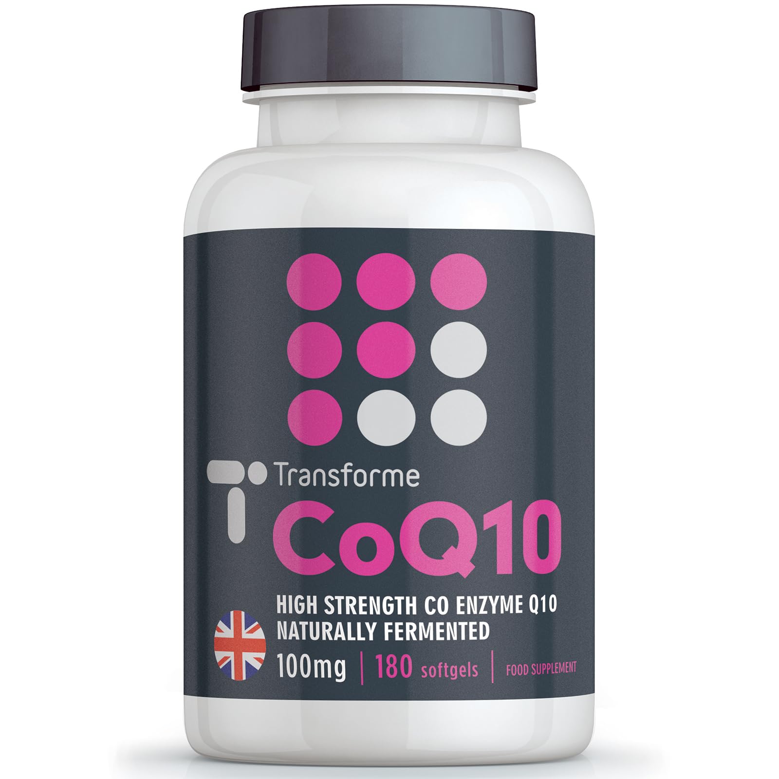 Transforme CoQ10 100mg 180 Capsules, High Absorption High Strength Coenzyme Q10 Liquid Softgels, 6 Months Supply, Naturally Fermented, UK Made