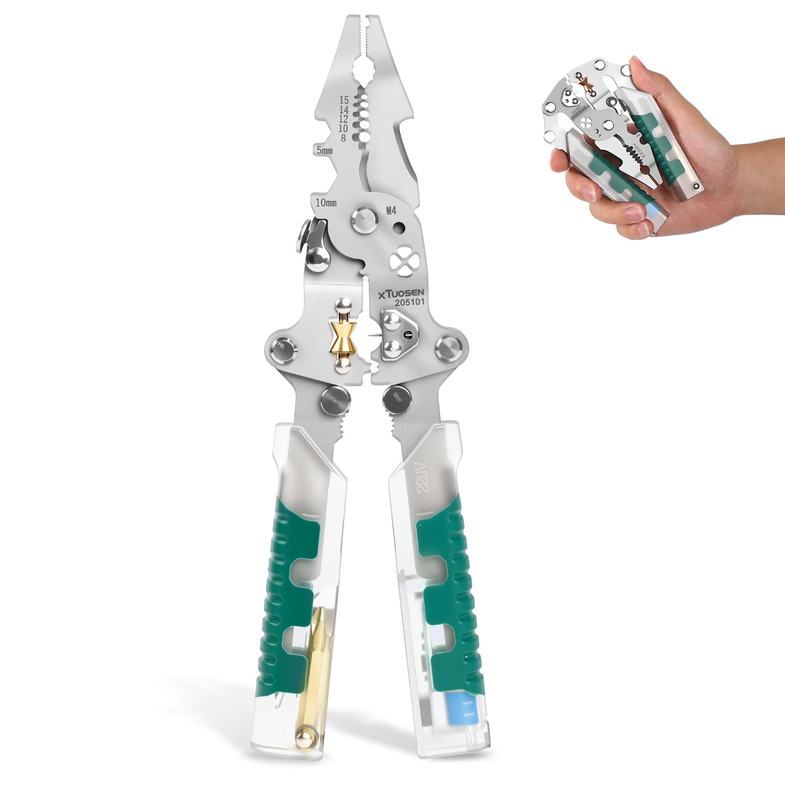 Photo 1 of Tuvilo Electrical Pliers, 18 In 1 Foldable Wire Stripper, 2025 New Wire Strippers with Voltage Detector and Dual Alarms, Multifunctional Electrician's Pliers for Cutting, Stripping and Crimping Tool