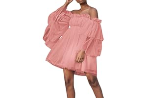 HDGTSA Tulle Dress Women Short Puffy Prom Dress Strapless Mesh Birthday Fairy Dresses Ruffle Cocktail Party Poofy Gown