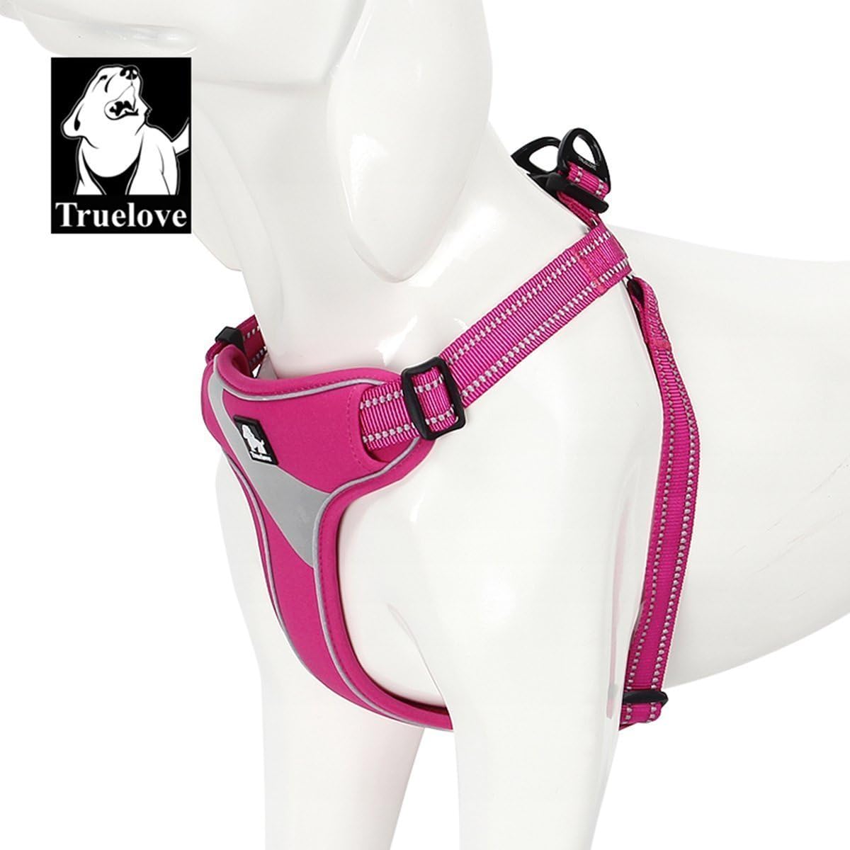 Dog Harness Safety Vest Step-in Style Reflective Adjustable Comfortable TLH5991(Fushcia,L) - Image 4