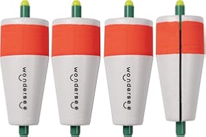 wondersee Fishing Floats Weighted Slotted Peg Popping Floats Slip Bobbers, Pack of 4