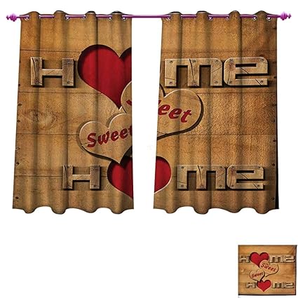Amazon Com Home Sweet Home Window Curtain Drape Words With Heart