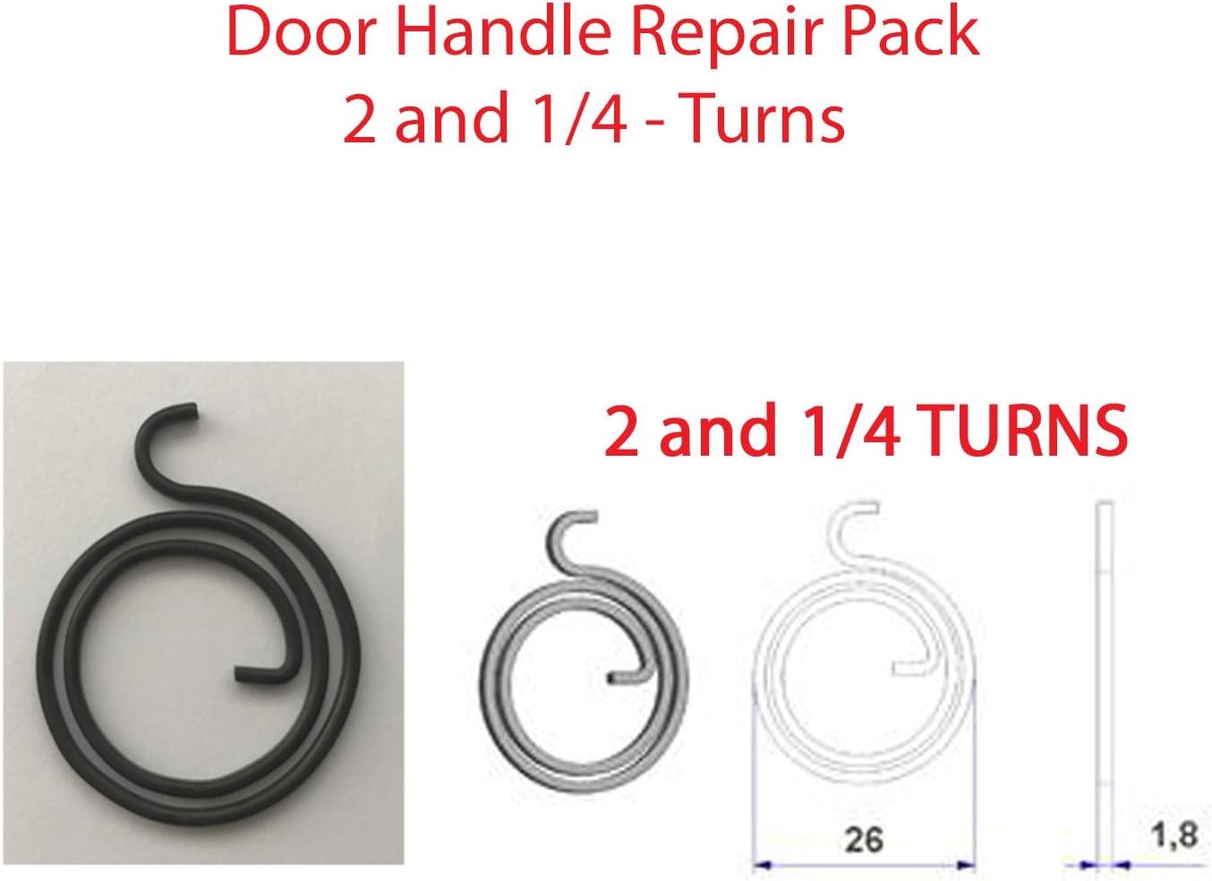 Universal Hardware 2.25 Turns Door Handle Springs, 1.8mm Thick Metal Spring Coil (6 Springs), Black - Image 3