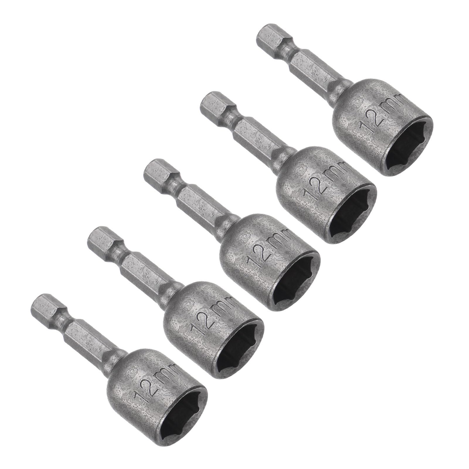 CoCud Quick-Change Nut Setter Driver Bit, 12mm Metric 48mm Length 1/4" Shank, CR-V Magnetic Straight Shank Setter Drill Bits - (Applications: for Auto Repair) - 5pieces