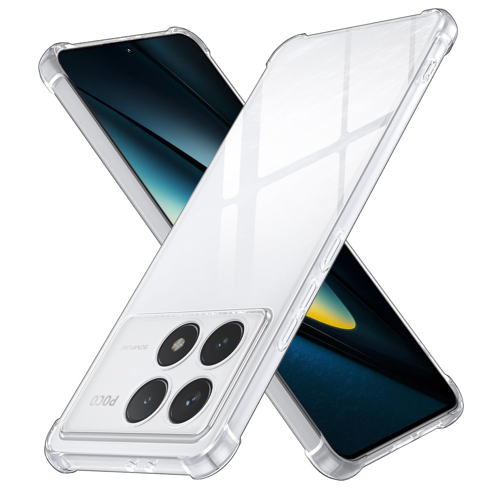 SineOrdo Case for Xiaomi POCO F6 Pro 5G Phone Case Clear, Slim Cover Xiaomi POCO F6 Pro 5G with Shock-Absorbent Corners Silicone TPU Thin Soft Shockproof - Transparent