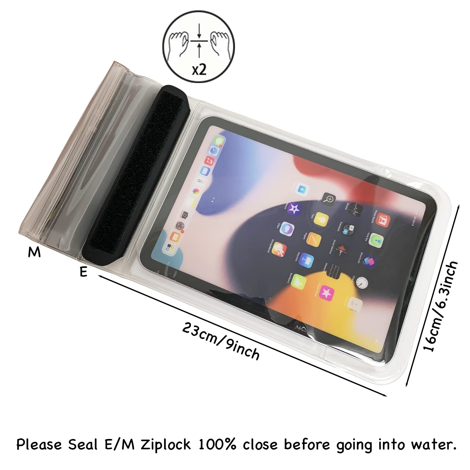 Waterproof Ebook Reader Case Holder Tablet Cover Bag eReader Dry Pouch for Amazon Kindle Paperwhite Oasis Fire 7 Nook Kobo iPad mini Samsung Tab Google Nexus Up to 8.5”(Black)