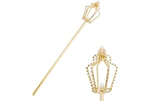 WOWAGOGA Bright and Shiny Six-sided Hollow Scepter Magic Wand Pageant Birthday Party Wedding Costume Accessories (Gold)