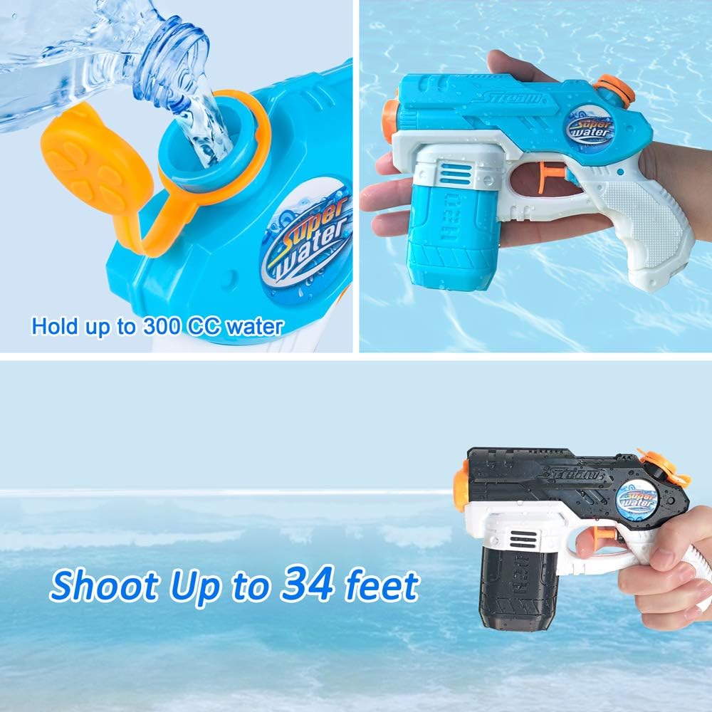Tuko 6 Packs Small Water Guns for Kids Adults, 220CC Capacity 15-25 Feet Shooting Range Water Blaster Squirt for Water Fighting Toys(6Packs): Toys & Games